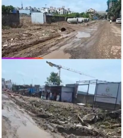 किती वर्षे झाली १० वर्षे झाली; अशा घोषणा देत भाजप शहराध्यक्षांच्या प्रभागात नागरिकांचा रस्त्यासाठी आक्रोश..
